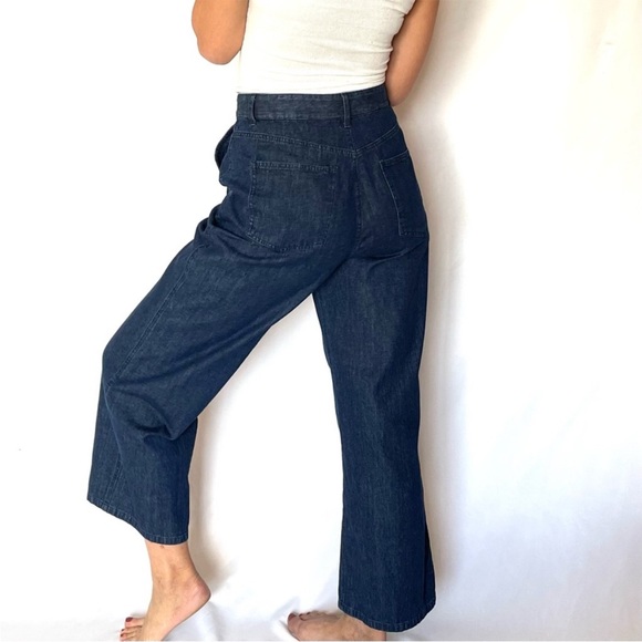 Jenni Kayne Wide Leg High Rise Vintage Blue Denim Trouser Jeans - Picture 3 of 9